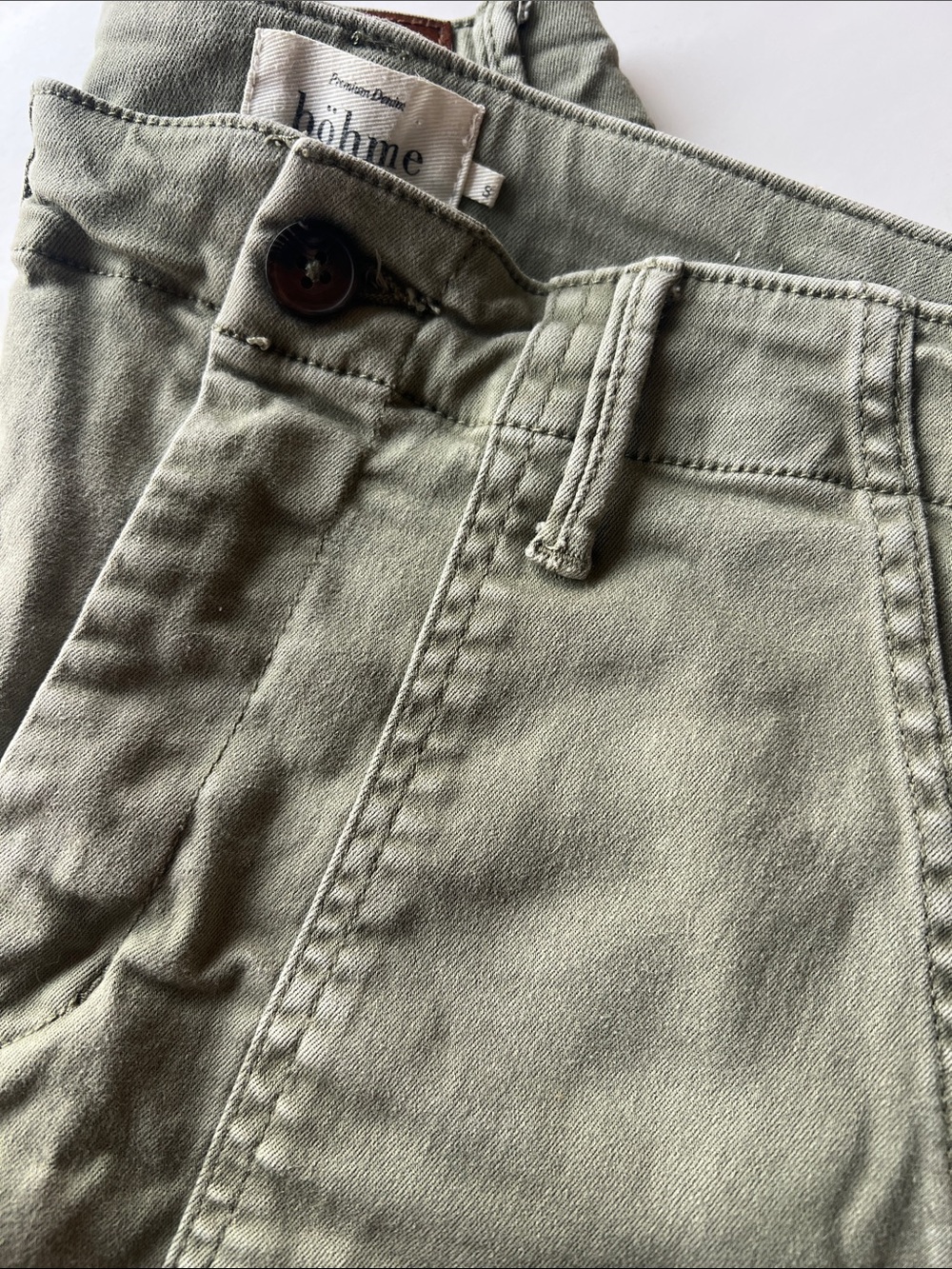 bohme Sage Green High-Rise Utility shorts